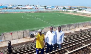 SFF official, regional authorities visit Waamo Stadium being rebuilt under FIFA Forward Project.