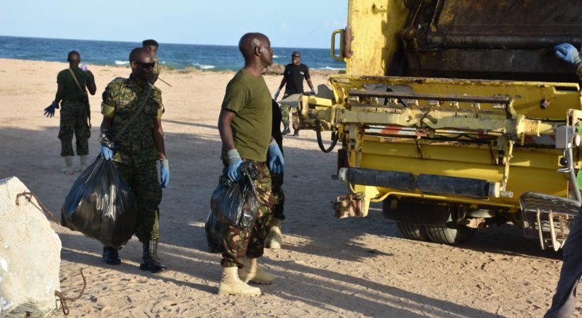 ATMIS, UNGU, and Somali Residents Carry Out Beach Cleanup Campaign in Mogadishu
