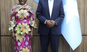 Senate Speaker Abdi Hashi bids farewell to outgoing UN Deputy Special Envoy of the Secretary General Anita Kiki