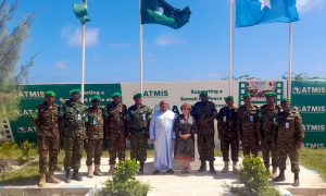 UN Secretary General special envoy Catriona Laing meets with ATMIS head Amb. Souef Mohamed to discuss ATMIS troops drawdown and lessons learnt